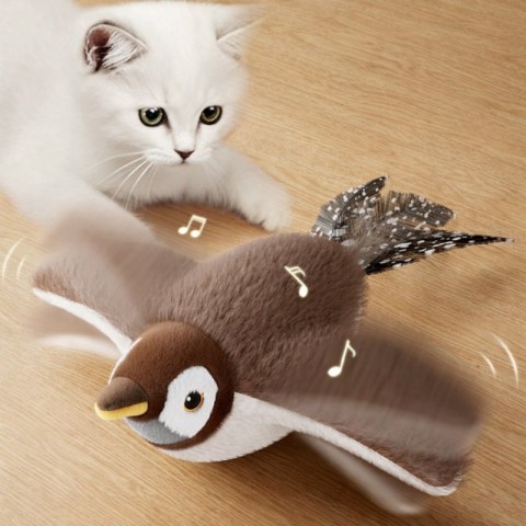 Interaktywna zabawka, grający ptak, wróbel dla kota, 24x20x9cm USB KOT39