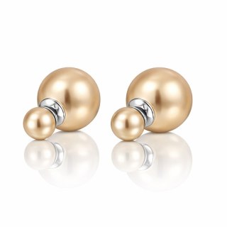 KOLCZYKI KULE TRIBALL PODWÓJNE SZTYFT BŁYSK BEŻOWE K69Z