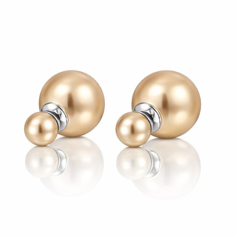 KOLCZYKI KULE TRIBALL PODWÓJNE SZTYFT BŁYSK BEŻOWE K69Z