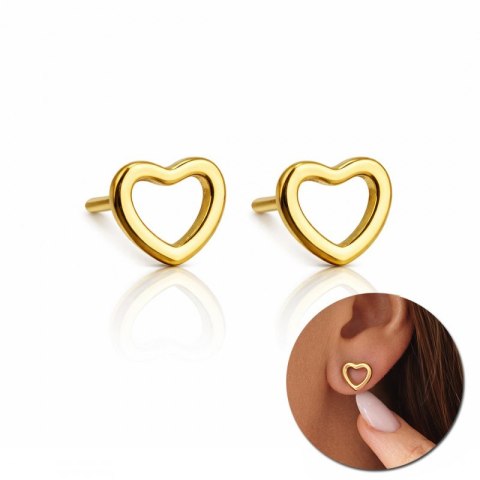 Kolczyki SERCA ze stali szlachetnej platerowane 14k złotem, delikatne KST3401
