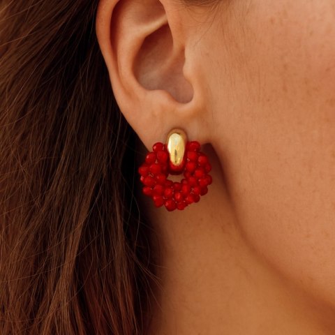 Kolczyki przy uchu ozdobne wianiuszki z koralikami K1717