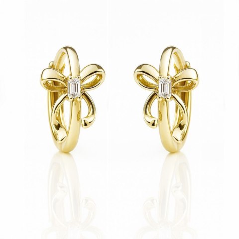 Kolczyki ze stali szlachetnej pozłacane 14k złotem, Kokardki KST3523