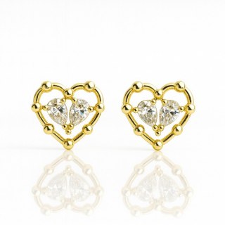Kolczyki ze stali szlachetnej pozłacane 14k złotem Serca KST3532