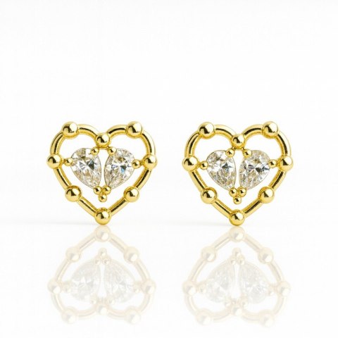 Kolczyki ze stali szlachetnej pozłacane 14k złotem Serca KST3532