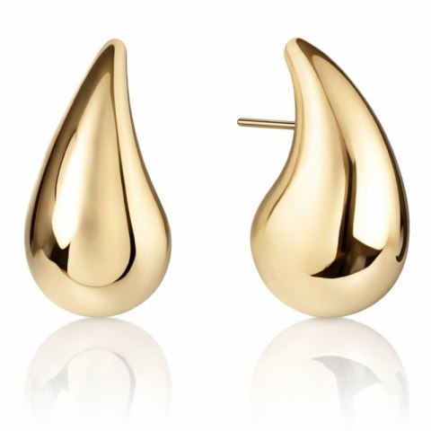 Kolczyki ze stali szlachetnej pozłacanej wkrętki 3,1 cm KROPLE KST3113