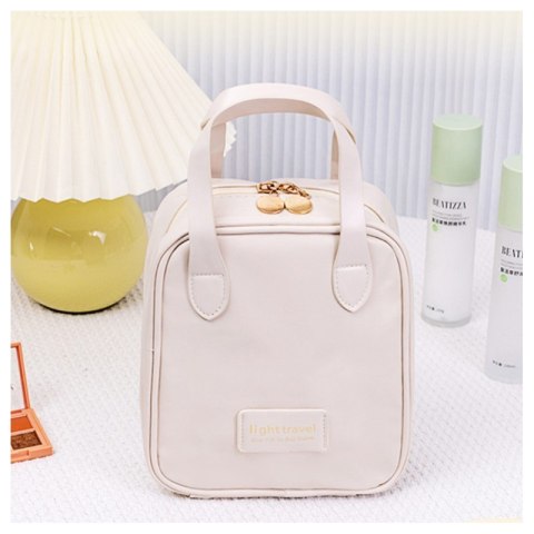 Kosmetyczka organizer na kosmetyki z rączką 17x7x19cm kremowa KS128B