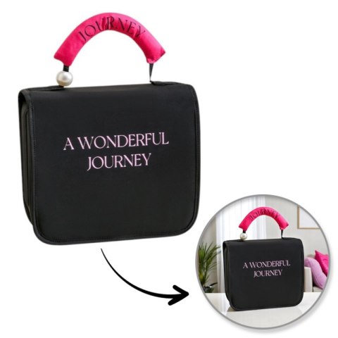 Kosmetyczka rozkładana elegancka kuferek etui z rączką czarna KS153CZ