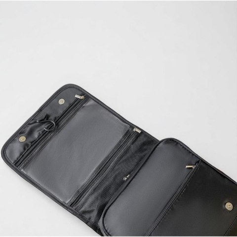 Kosmetyczka rozkładana elegancka kuferek etui z rączką czarna KS153CZ