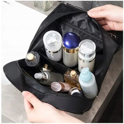 Kosmetyczka rozkładana elegancka kuferek etui z rączką czarna KS153CZ