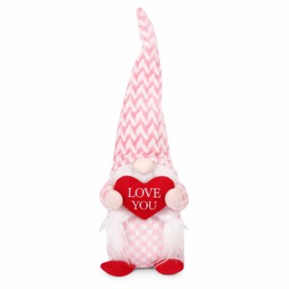 Krasnal Skrzat Walentynkowy, Figurka Siedząca Różowy, z Sercem LOVE ME KSN60