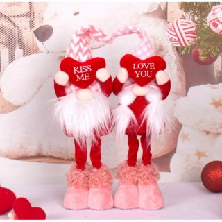 Krasnal Skrzat Walentynkowy, Figurka stojąca wysoka Różowy z Sercem LOVE YOU KSN61