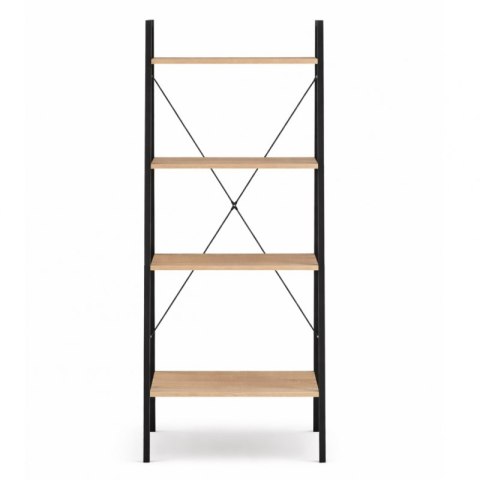 Loftowy wielofunkcyjny 4-poziomowy regał, czarny 60 x 35 x 147cm, blat jasny brąz SZ51JBR