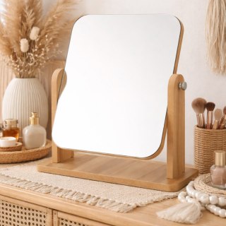 Lusterko kosmetyczne stojące drewniane prostokątne 23,5x19cm L7BR