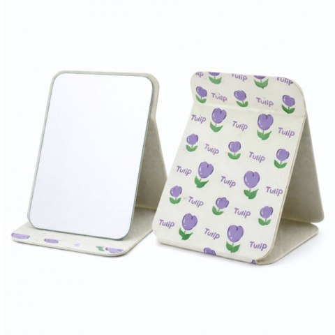 Lusterko kosmetyczne z ekoskóry, otwierane, stojące duże, tulipany 15 x 20 cm L22