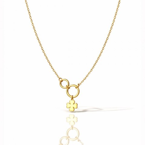 Naszyjnik stal szlachetna pozłacana 14k złotem zaplecione kółka KONICZYNA NST2243