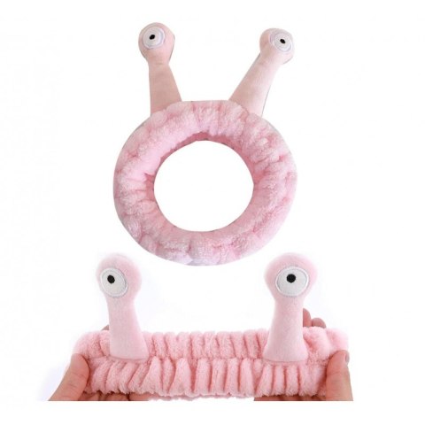 Opaska kosmetyczna do włosów ślimak, różowa pluszowa 20x5cm OPK22R