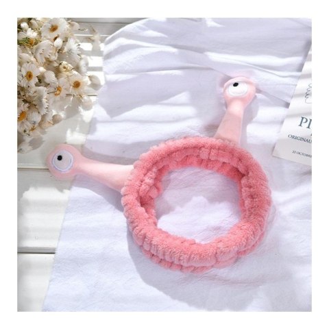 Opaska kosmetyczna do włosów ślimak, różowa pluszowa 20x5cm OPK22R