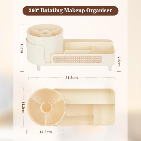 Organizer na pędzle, kosmetyki, plecionka wiedeńska obrotowy 34,5x14x15 cm CB75K