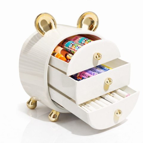 Organizer szkatułka na kosmetyki, biżuterię BEAR ze złotymi uszkami CB77