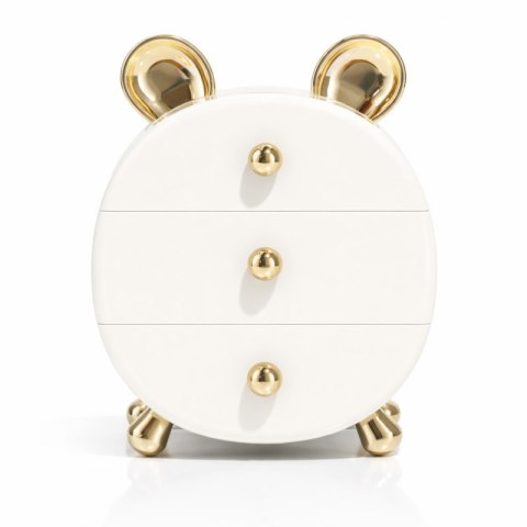 Organizer szkatułka na kosmetyki, biżuterię BEAR ze złotymi uszkami CB77