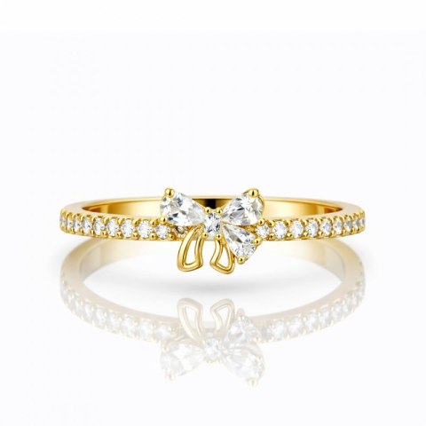 Pierścionek stal chirurgiczna platerowana 14k złotem, KOKARDA cyrkonie PST994, Rozmiar pierścionków: US6 EU11