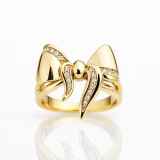 Pierścionek stal chirurgiczna platerowana 14k złotem, Kokardka PST984, Rozmiar pierścionków: US6 EU11