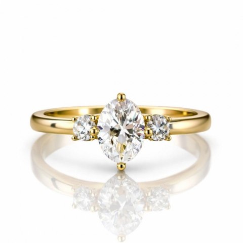 Pierścionek stal chirurgiczna platerowana 14k złotem, efektowny z dużą cyrkonią PST991, Rozmiar pierścionków: US7 EU14