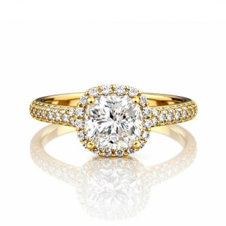 Pierścionek stal chirurgiczna platerowana 14k złotem, efektowny zaręczynowy z cyrkonią PST992, Rozmiar pierścionków: US6 EU11