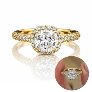 Pierścionek stal chirurgiczna platerowana 14k złotem, efektowny zaręczynowy z cyrkonią PST992, Rozmiar pierścionków: US7 EU14