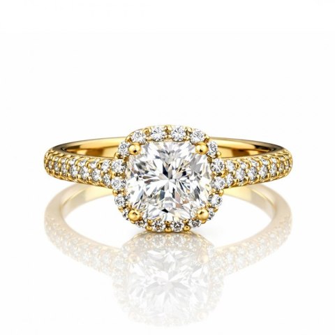 Pierścionek stal chirurgiczna platerowana 14k złotem, efektowny zaręczynowy z cyrkonią PST992, Rozmiar pierścionków: US7 EU14