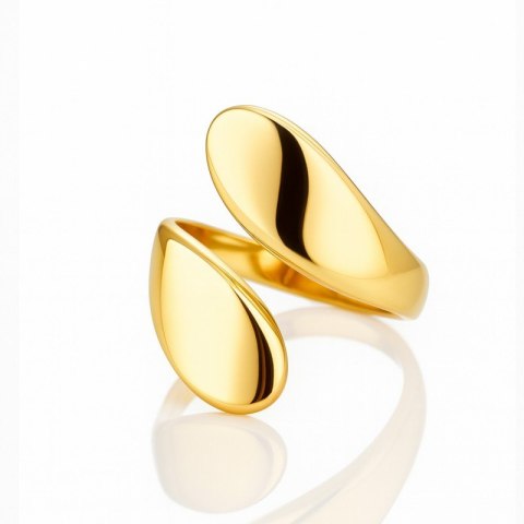 Pierścionek stal chirurgiczna platerowana 14k złotem, regulowany PST986