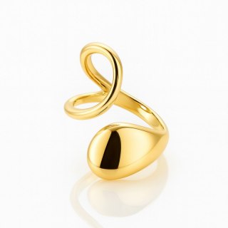 Pierścionek stal chirurgiczna platerowana 14k złotem, regulowany PST987