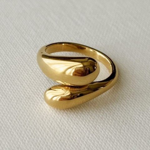 Pierścionek stal chirurgiczna platerowana złotem regulowany PST969, Rozmiar pierścionków: US6 EU11