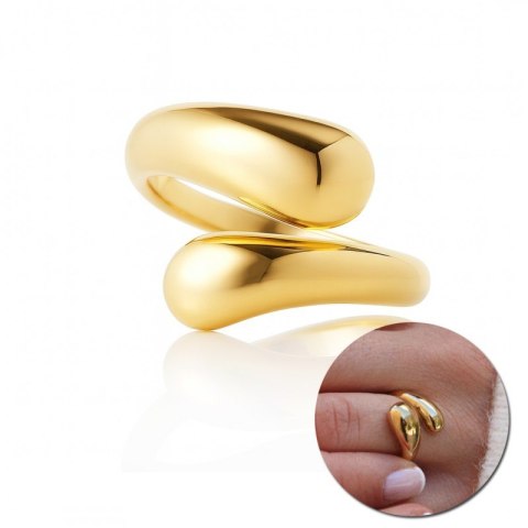 Pierścionek stal chirurgiczna platerowana złotem regulowany PST969, Rozmiar pierścionków: US7 EU14
