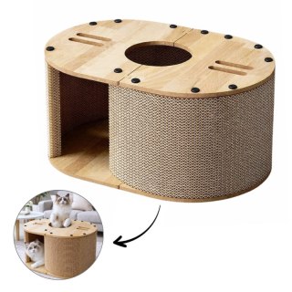 Tekturowy drapak dla kota, budka, domek, legowisko - 57 x 39,5 x 25 cm KOT31