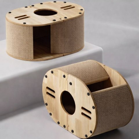 Tekturowy drapak dla kota, budka, domek, legowisko - 57 x 39,5 x 25 cm KOT31