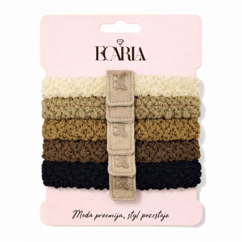 Zestaw frotek gumek 5w1 na plakietce, misie brąz beż GUM191