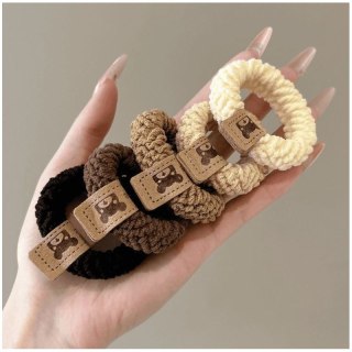 Zestaw frotek gumek 5w1 na plakietce, misie brąz beż GUM191