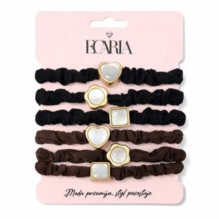 Zestaw frotek gumek 6w1 na plakietce, czarne i brązowe z masa perłową GUM187