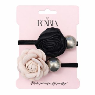 Zestaw frotek gumek z różą i perłą 2w1 na plakietce GUM164