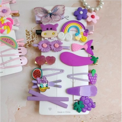 Zestaw pakiet 14w1 spinek wsuwek do włosów, dziecięcych VIOLET SP282