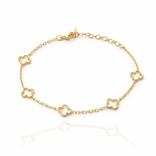 Bransoletka na rękę stal chirurgiczna pozłacana 14k złotem, koniczynka BST1594