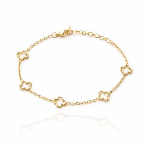 Bransoletka na rękę stal chirurgiczna pozłacana 14k złotem, koniczynka BST1594