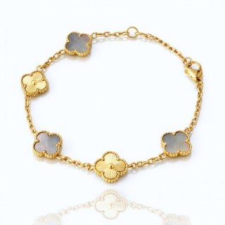 Bransoletka na rękę stal chirurgiczna pozłacana 14k złotem, koniczynka BST1602