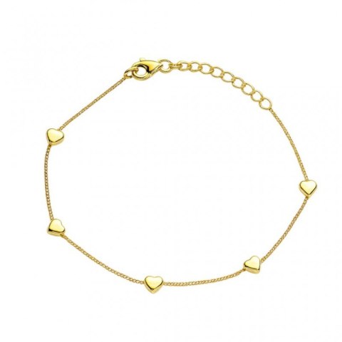 Bransoletka na rękę stal chirurgiczna pozłacana 14k złotem, serduszka BST1593