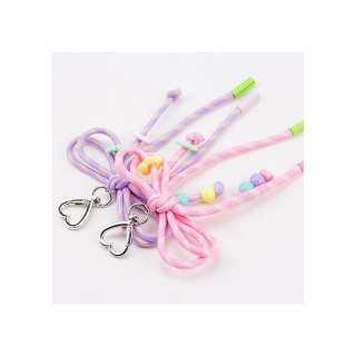 Brelok do kluczy, sznurkowa kokardka, koraliki, fiolet w paski BRL406FIO