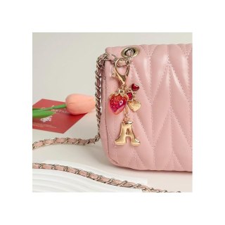 Brelok do kluczy złota LITERKA "A", TRUSKAWKA, czerwone SERCA BRL413A