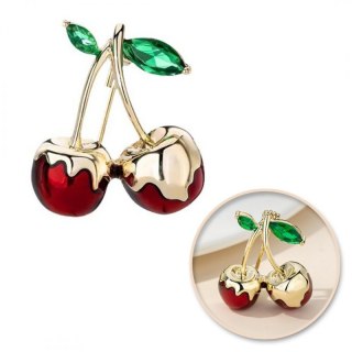 Broszka ozdobna złote soczyste WISIENKI oblane złotem BZ198