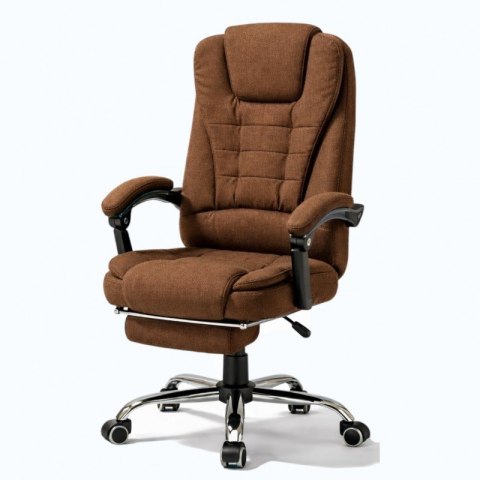 Fotel biurowy obrotowy BOSS z podnóżkiem - brązowy MATERIAŁ KO22BR-MAT