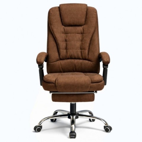 Fotel biurowy obrotowy BOSS z podnóżkiem - brązowy MATERIAŁ KO22BR-MAT